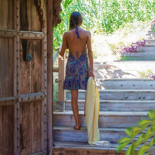 Fouta de plage Ibiza Jaune Soleil 1x2 m – coton 100% recyclé | REVA