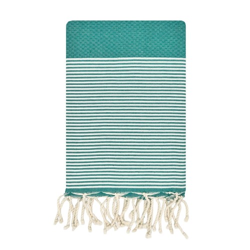 Fouta de plage traditionnelle Seychelles Turquoise 1x2 m – coton 100% recyclé | REVA